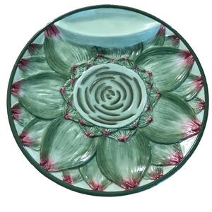 Plate, Bella Casa by Ganz 3-D Plate, Green with Pink Accents Artichokes,…